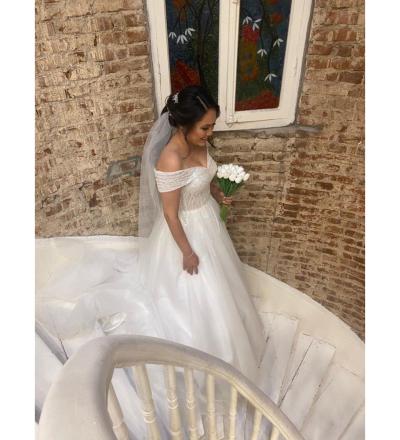 Lady Yaka Avrupa Dantel Dizaynli A Kesim Gelinlik