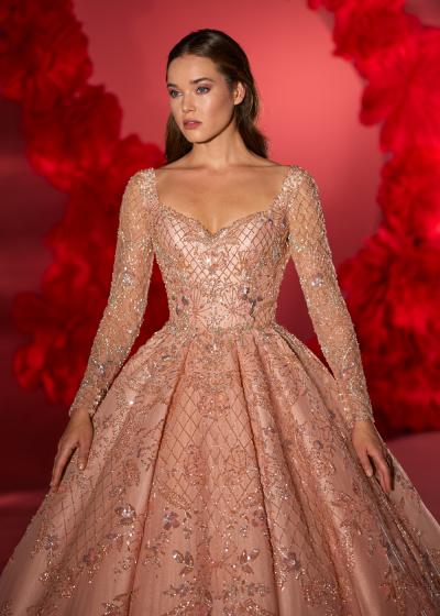 Koomple İşlemeli Kol Detaylı Pileli Etek Nşanlık Kınalık Abiye modeli Model 004