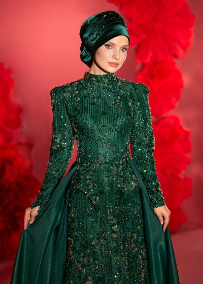 Demonte Etekli Kasnak İşlemeli Nışanlık Abiye Modeli Model 074