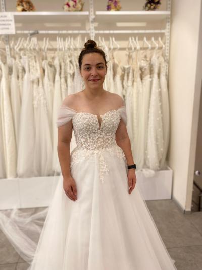 Romantik Kol Dizaynlı A Kesim Gelinlik