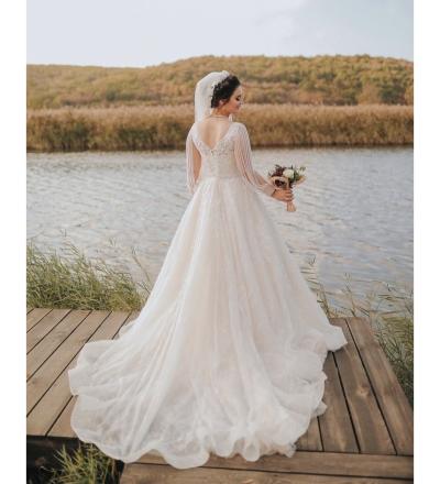 Sarkaç Kol Detaylı A Kesim Gelinlik