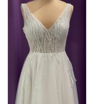 V Yaka Transparan A Kesim Gelinlik